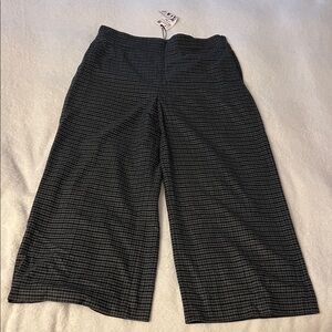 Zara Houndstooth Black and Gray Wide Leg Cropped Pants size XL